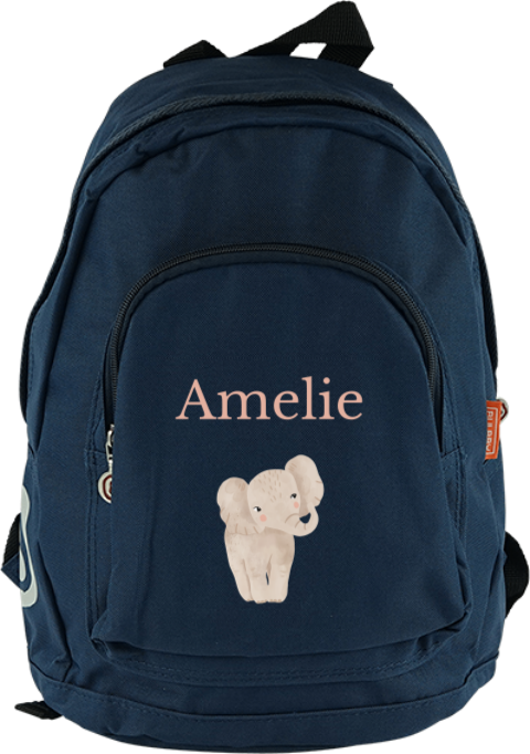 Schultasche mit Namen und Elefanten
