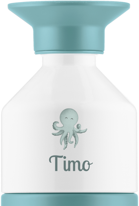 Fröhliche Dopper Thermosflasche mit Namen und Oktopus