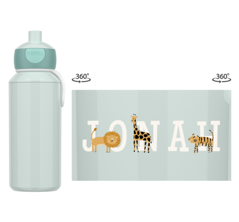 Mepal Trinkflasche rundum personalisiert mit Löwe, Giraffe und Tiger