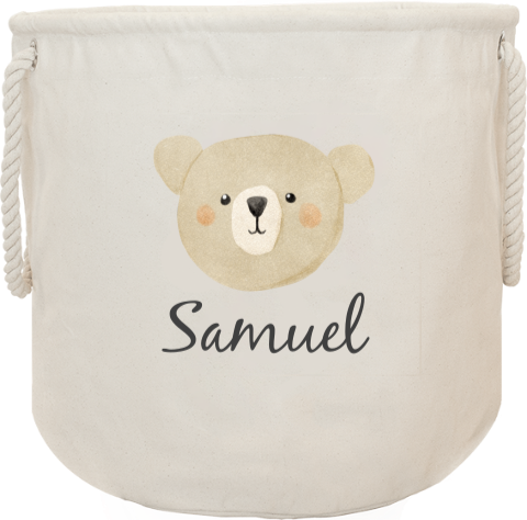 Aufbewahrungssack fürs Kinderzimmer mit Teddy Motiv und eigenem Namen