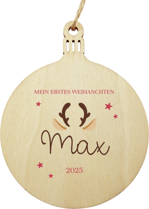Milestone Holznanhänger zu Weihnachten Erstes Weihachten mit Rentier