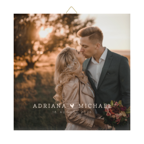 Personalisierte Fotofliese zur Hochzeit mit Namen und Datum