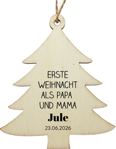 Holzanhänger Tannenbaum zu Weihnachten Erstes Weihnachten als Eltern