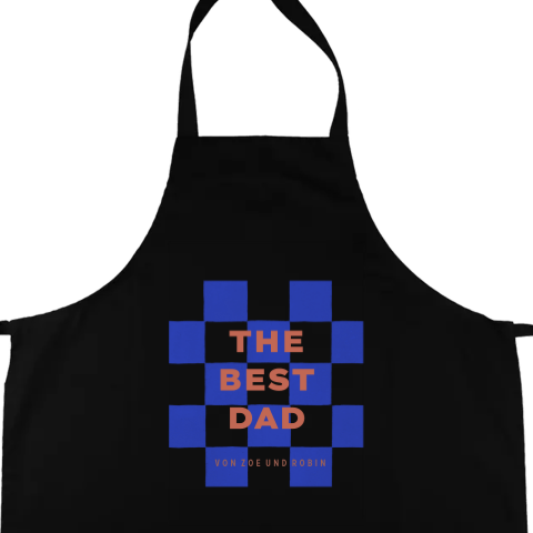 Personalisierte Kochschürze zum Vatertag "Best Dad" mit blauen Karos