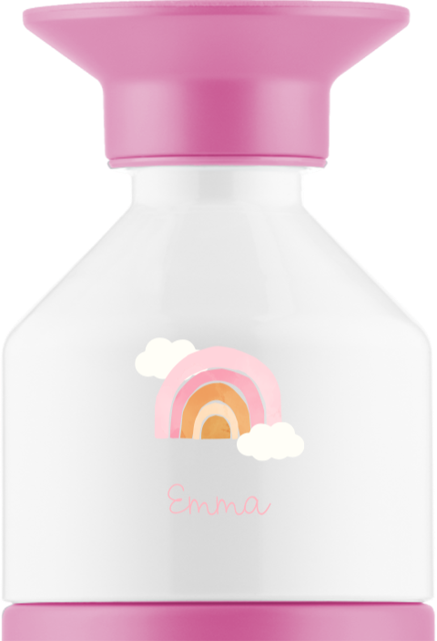 Fröhliche Dopper Thermosflasche mit Regenbogen und Namen