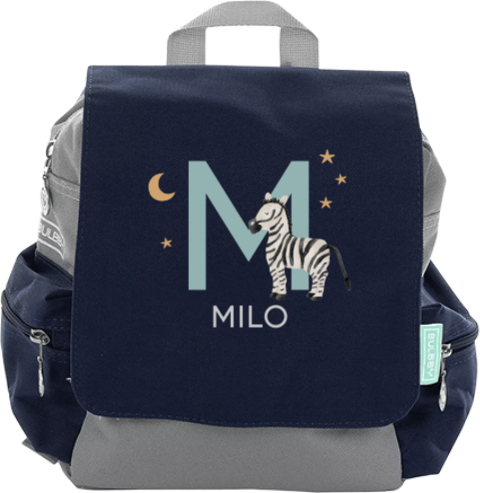 Stylischer Rucksack Adventure mit Initialen, Name und Zebra
