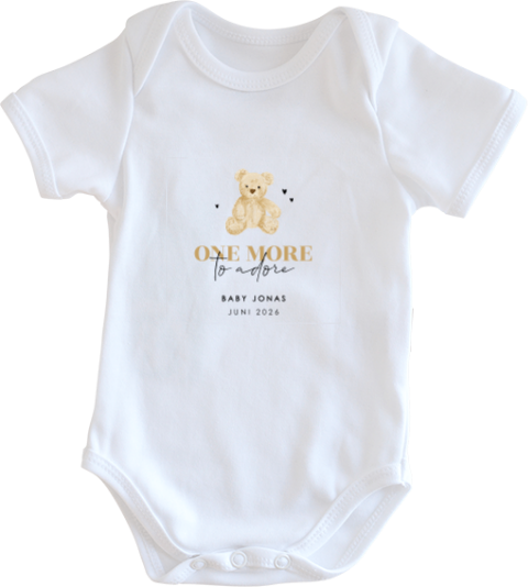 Schwangerschaftsankündigung auf Baby Body mit Teddy Print