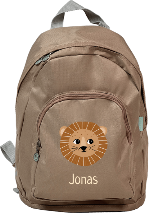 Personalisierter Kinderrucksack mit süßem Löwen und Namen