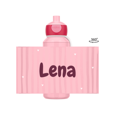 Mepal pop-up Trinkflasche Campus mit rosa Streifen, Namen und Herzchen