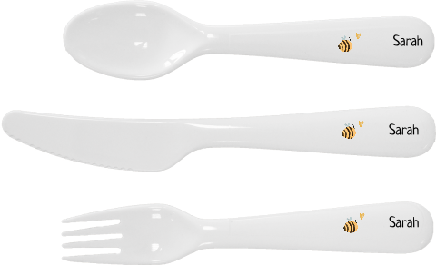 Kinderbesteck mit Namen und Bienen Motiv