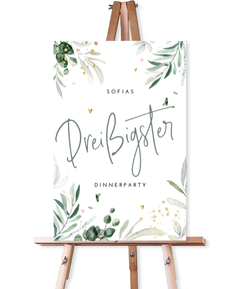 Botanisches Willkommensschild zur 30 Geburtstagsparty