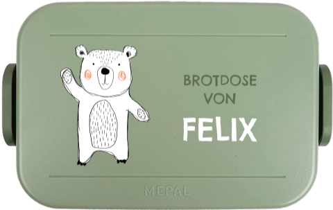 Mepal To Go  Brotdose mit Namen und Bären