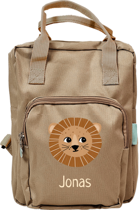 Personalisierbarer Rucksack mit Namen und Löwen