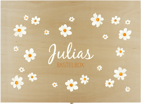 Niedliche Bastelbox mit Namen und Blümchen