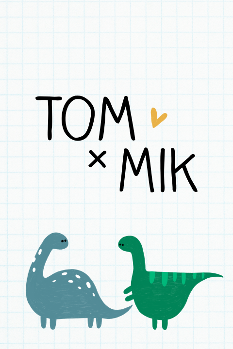 Tweeling dino's met ruitje