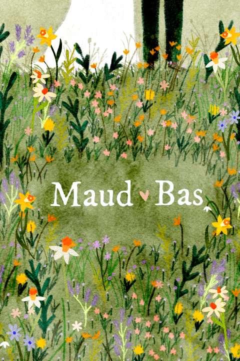 Trouwkaart lente bloemen bruidspaar