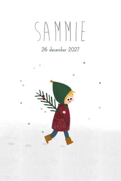 Geboortekaartje winter waldorf kindje sneeuwklokje