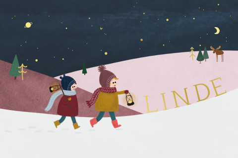 Geboortekaartje winternacht zusje goudfolie