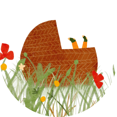 Sluitzegel mozesmandje weidebloemen