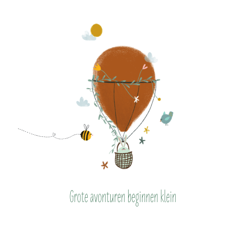 Wenskaart kindje luchtballon