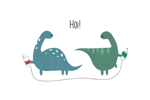 Wenskaart hoi dino's