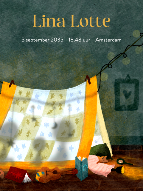 Poster geboortegegevens knusse hut broer en zus