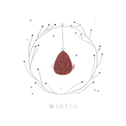 Geboortekaartje winterkrans zilverfolie