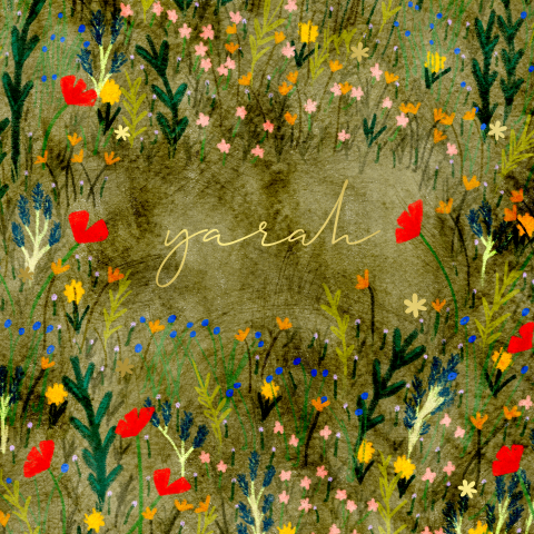 Geboortekaartje wildbloemen klaprozen goudfolie