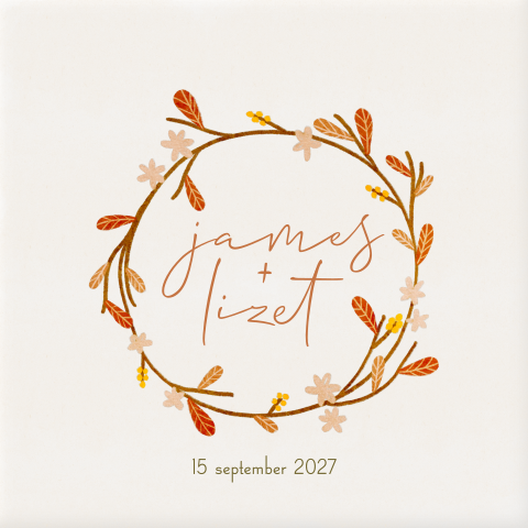 Tegel blaadjes en bloemen krans herfst namen