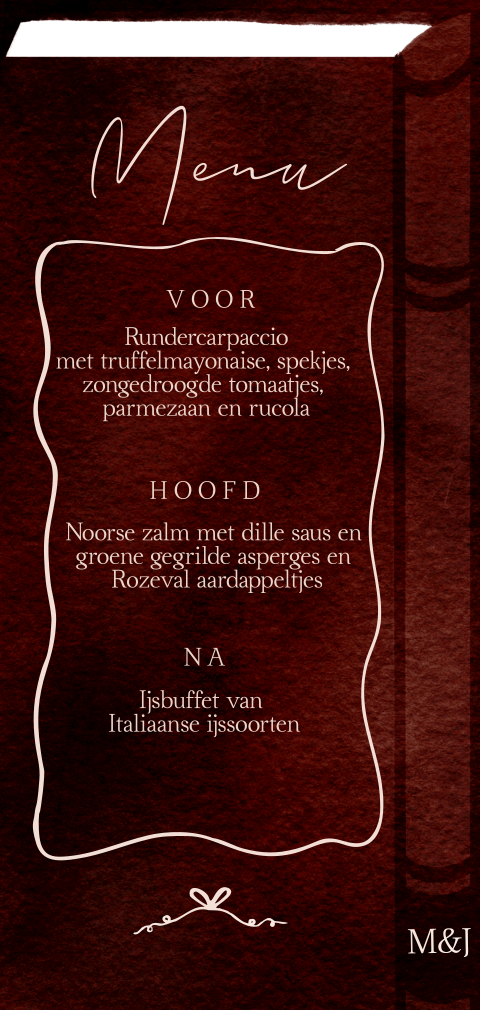 Menukaart rococo boek portret