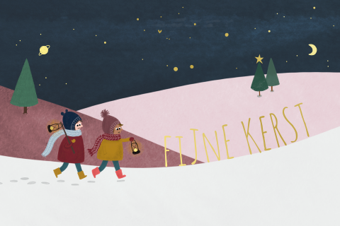 Kerstkaart winternacht sterren hemel