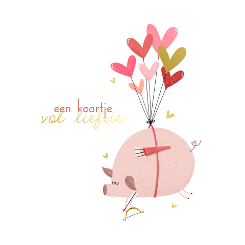 Wenskaart valentijn varkentje