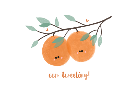 Wenskaart tweeling sinaasappels