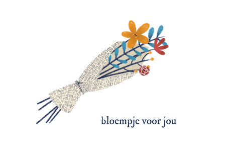 Wenskaart boeket bloemen
