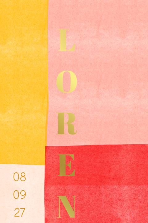 Geboortekaartje trend colorblocking collage goudfolie