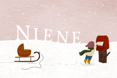 Geboortekaartje winter meisje slee brievenbus