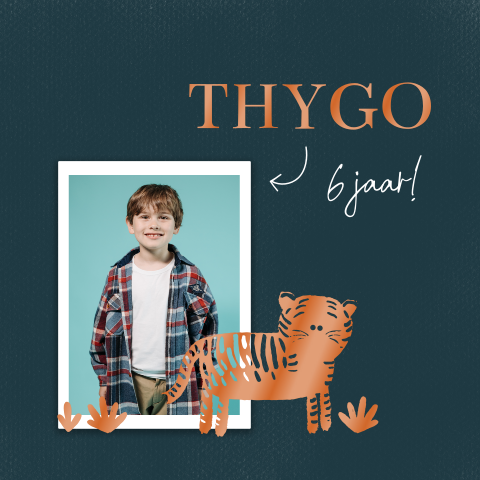 Uitnodiging kinderfeestje tijger foto