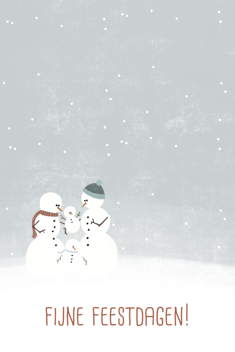 Kerstkaart winter sneeuwpoppen
