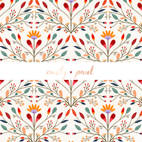 Trouwkaart bohemian patroon bloemen nazomer