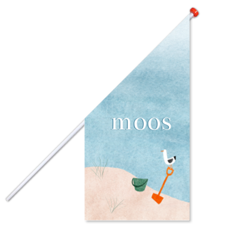 Geboortevlag strand emmer schep meeuw