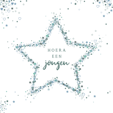 Felicitatie geboorte jongen blauwe sterretjes en hartjes