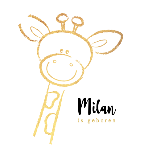 Raamsticker geboorte Ø60CM lijntekening vrolijk girafje