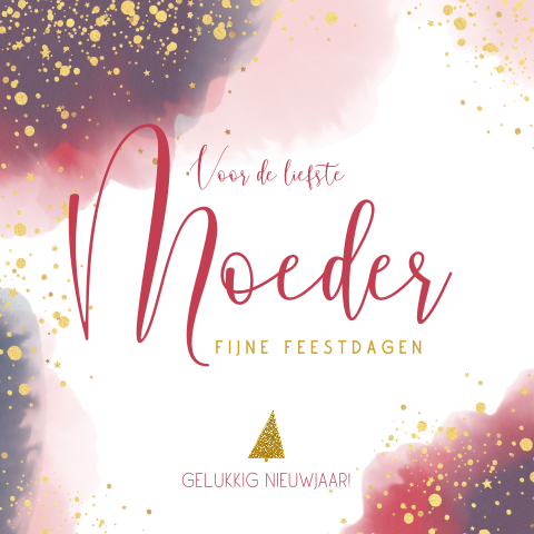 Kerst wenskaart Liefste moeder stijlvol met waterverf