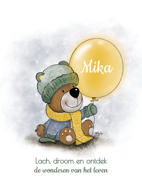 Aanpasbare kinderkamerposter | Schattig beertje ballon | 30x40cm