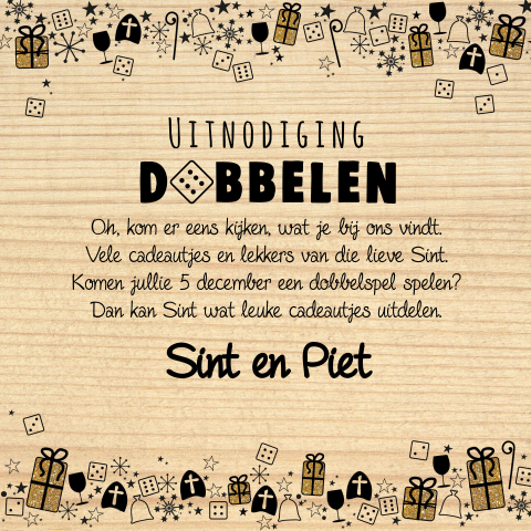 Sinterklaas uitnodiging Sinterklaasavond dobbelen met gedichtje