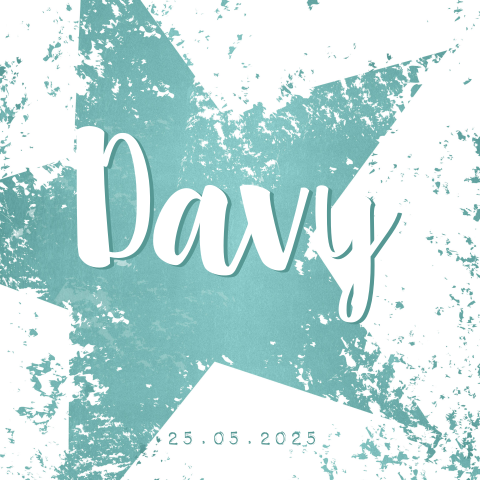Geboortekaart jongen stoer met ster Davy