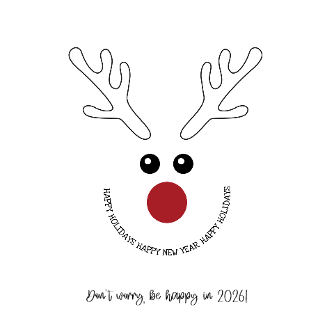 Kerst wenskaart grappig Rendier don't worry be happy in 2026