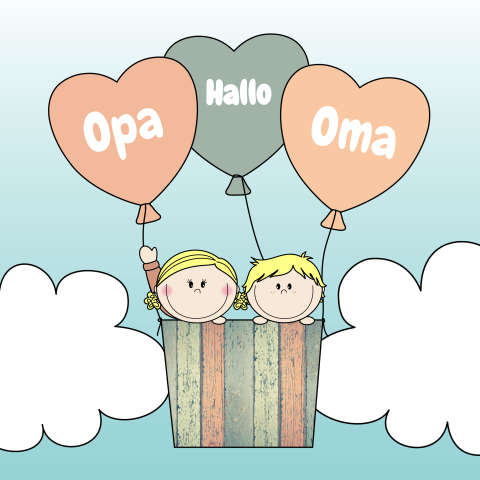 Zomaar Kaart met illustratie hartjes luchtballon met kindjes