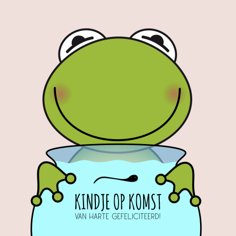 Felicitatie zwangerschap grappige kikkertje met een kikkervisje