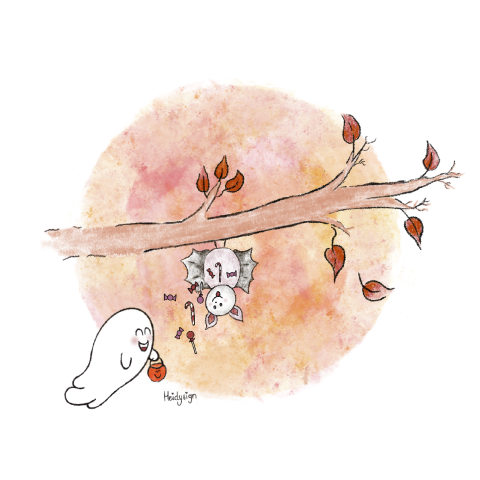 Happy halloween wenskaart met schattige tekening